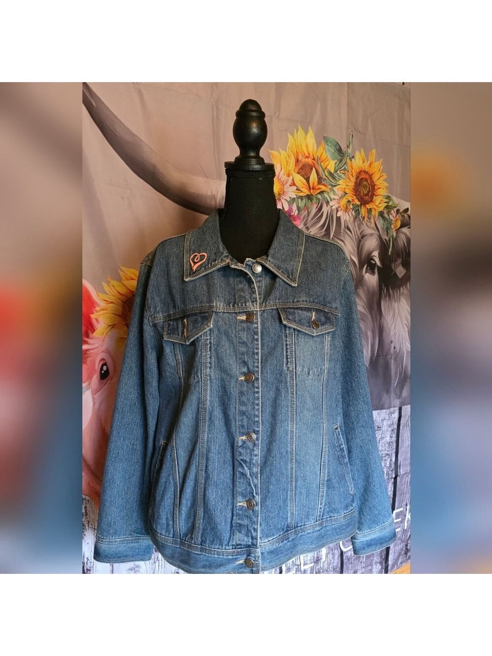 Sonoma Denim Jacket Heart Pin